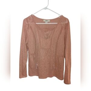 Lucky Brand Brown Bib Collar Blouse